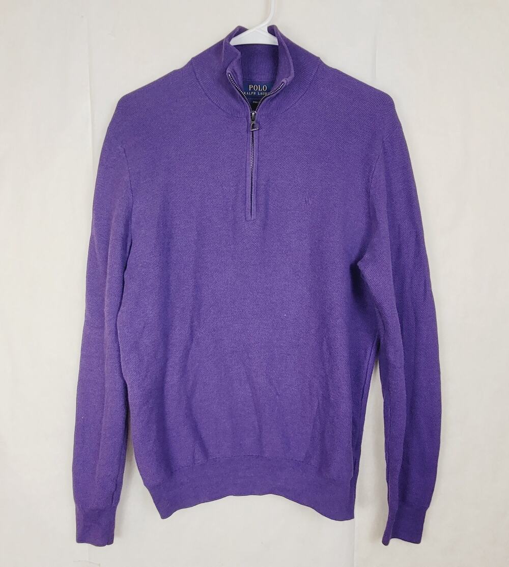 Polo Ralph Lauren purple knit quarter zip sweater Size small Preppy Heritage